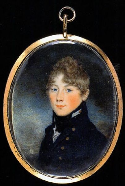 A Midshipman, Called St. John, In Blue Uniform With Gold Buttons, Gold Button Within White Button-hole - view 1