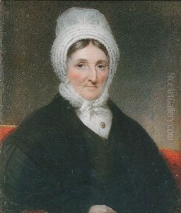 Portrait Of An Elderly Lady, Wearing White Lace Bonnet, Black Dress