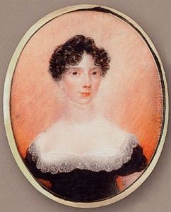 A Lady, Wearing Decollete Black Dress With White Lace Collar by Hargreaves, Thomas