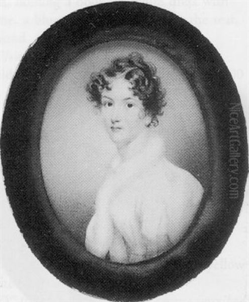 A Lady, In White Dress With Fur Collar And Pale Yellow Waistband, A Pale Pink Cloak Over Her Shoulder - view 1