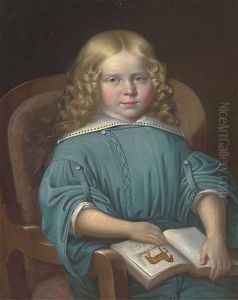 Portrait Of A Girl, Seated Half-length, Holding A School Book