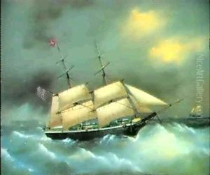 Schiffsportrait Der Brigg "clarissa" Vor Helgoland