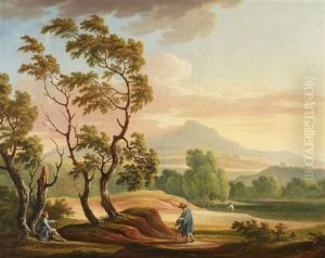 Weite Italienische Landschaft Mit Wanderern