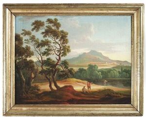 Sudliche Fluslandschaft Mit Figurenstaffage by Adolf Friedrich Harper