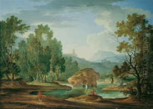 Landschaft Bei Tivoli Mit Der Villa Des Maecenas - Der Morgen (+ Tiberlandschaft Bei Rom - Der Abend; Pair) - view 1