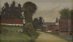Untitled (farm With Large Trees)(+ Untitled (road To A Village); 2 Works) by William A. Harper