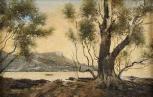 "la Baie D'eze" by Henri Joseph Harpignies