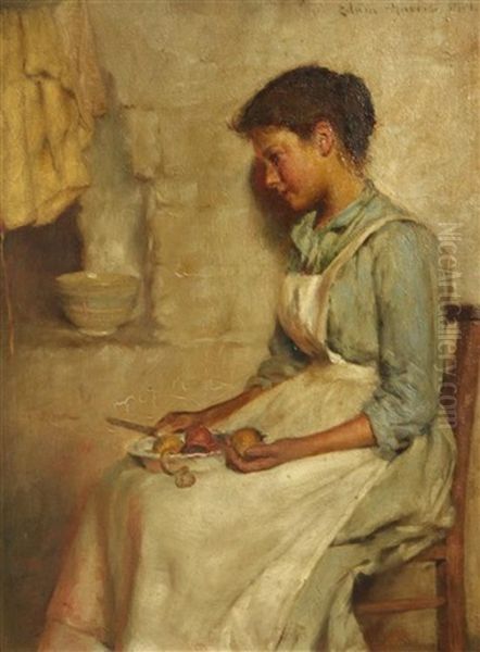 Interior With Woman Peeling Vegetables - view 1