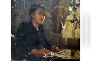 The Letter, Portrait Of Newlyn Model Louisa Cook Thomas Beckerleg