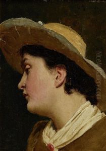 Portrait Of A Woman In Profile by Edwin Harris
