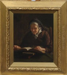 An Old Lady Reading by Edwin Harris