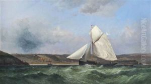 A Racing Cutter Sailing Inshore Off The Worm's Head, Wales; A Gaff-rigged Boat Off The Mumbles, Swansea, Wales... (2 Works) A Racing Cutter Sailing Inshore Off The Worm's Head, Wales; A Gaff-rigged Boat Off The Mumbles, Swansea, Wales... (2 Works)