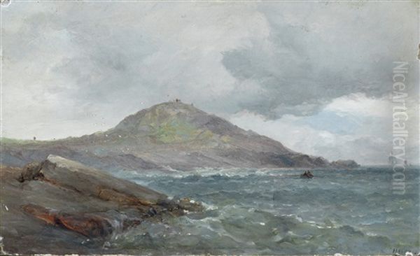 Boats On The Foreshore At The Mumbles, With Oystermouth Castle Beyond; And A Headland On The Gower Peninsular (pair) - view 1