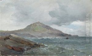 Boats On The Foreshore At The Mumbles, With Oystermouth Castle Beyond; And A Headland On The Gower Peninsular (pair) Boats On The Foreshore At The Mumbles, With Oystermouth Castle Beyond; And A Headland On The Gower Peninsular (pair)