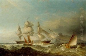 A Clipper Ship Off The Mumbles Lighthouse, Swansea by James Harris of Swansea