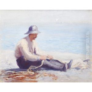 Perce Fisherman Mending His Nets