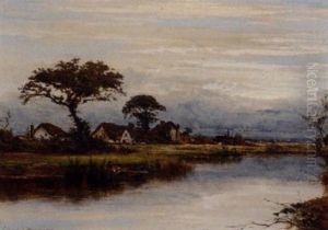 Figures In A Punt On A Tranquil River by William E. Harris