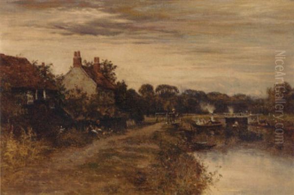 A Summer's Day By The Lock (the Thames?) - view 1