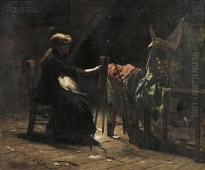 An Artist At Her Easel by Lovell Birge Harrison