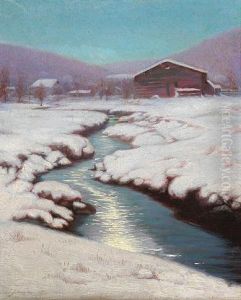A Creek Through Snow-covered Fields