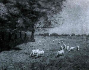 Sheep Grazing In An Autumn Meadow by Lovell Birge Harrison