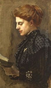 Portrait Of A Young Lady Reading by Sarah Cecilia Harrison