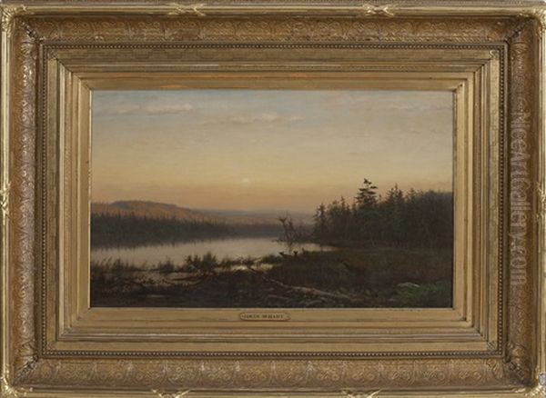 Twilight With Deer At Lake's Edge - view 1