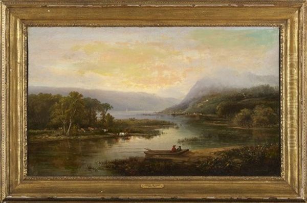 Hudson River Valley Landscape With Two Figures In A Boat - view 1