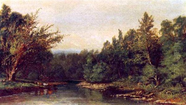 A River Landscape With Cattle Watering - view 1