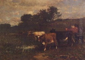 Cows Grazing In A Country Landscape by James McDougal Hart