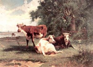 Cows Near A Stream by James McDougal Hart