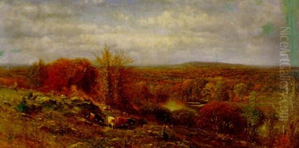 Cows Grazing In An Autumn Landscape - view 1