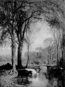 Cattle Watering In A Shaded Brook, Early Autumn Cattle Watering In A Shaded Brook, Early Autumn