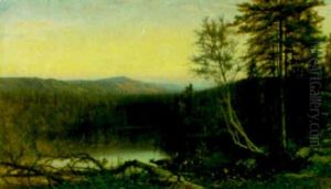 Deer In Woods At Dusk by James McDougal Hart