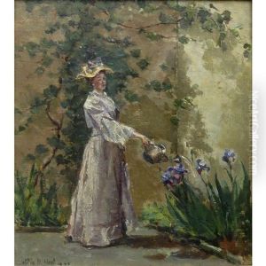 Watering The Irises; Woman At The Mirror (2 Works) by Letitia Bonnet Hart