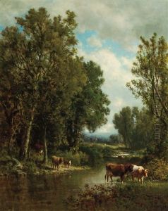 Cattle By The River by William M. Hart