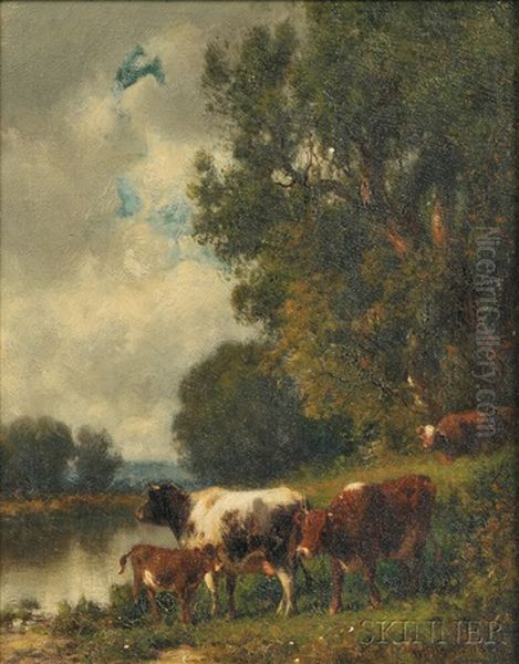 Cattle Near A River - view 1