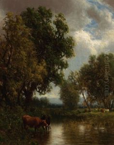Cattle By The Stream by William M. Hart