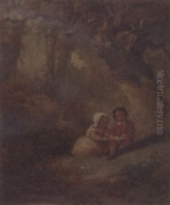 Two Children Reading by William M. Hart