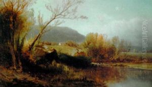 Autumn Landscape With House by William M. Hart