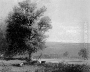 Cows Grazing In An Open Pasture by William M. Hart