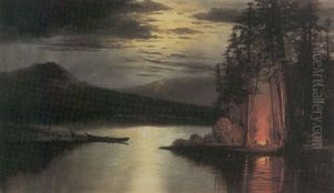 Evening Camp Along A River by William M. Hart