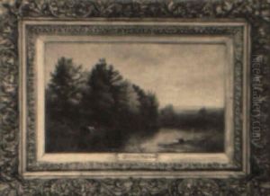 Cattle Watering In An Autumn Landscape by William M. Hart