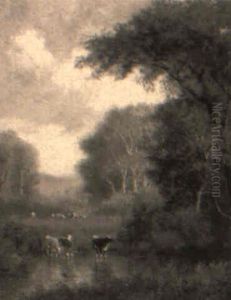 Cattle At The Brook by William M. Hart