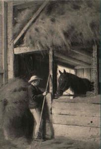Interior Of A Stable by William M. Hart