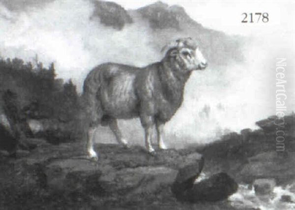 Ram In A Mountain Landscape - view 1