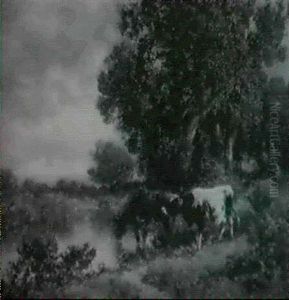 Cows Drinking By A River by William M. Hart