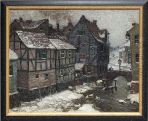 Verschneite Stadtbrucke (berliner Kiez) by Hans Hartig