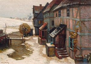 Hauser Im Winter by Hans Hartig