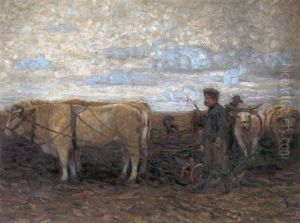 Pommersche Bauern Beim Pflugen by Hans Hartig
